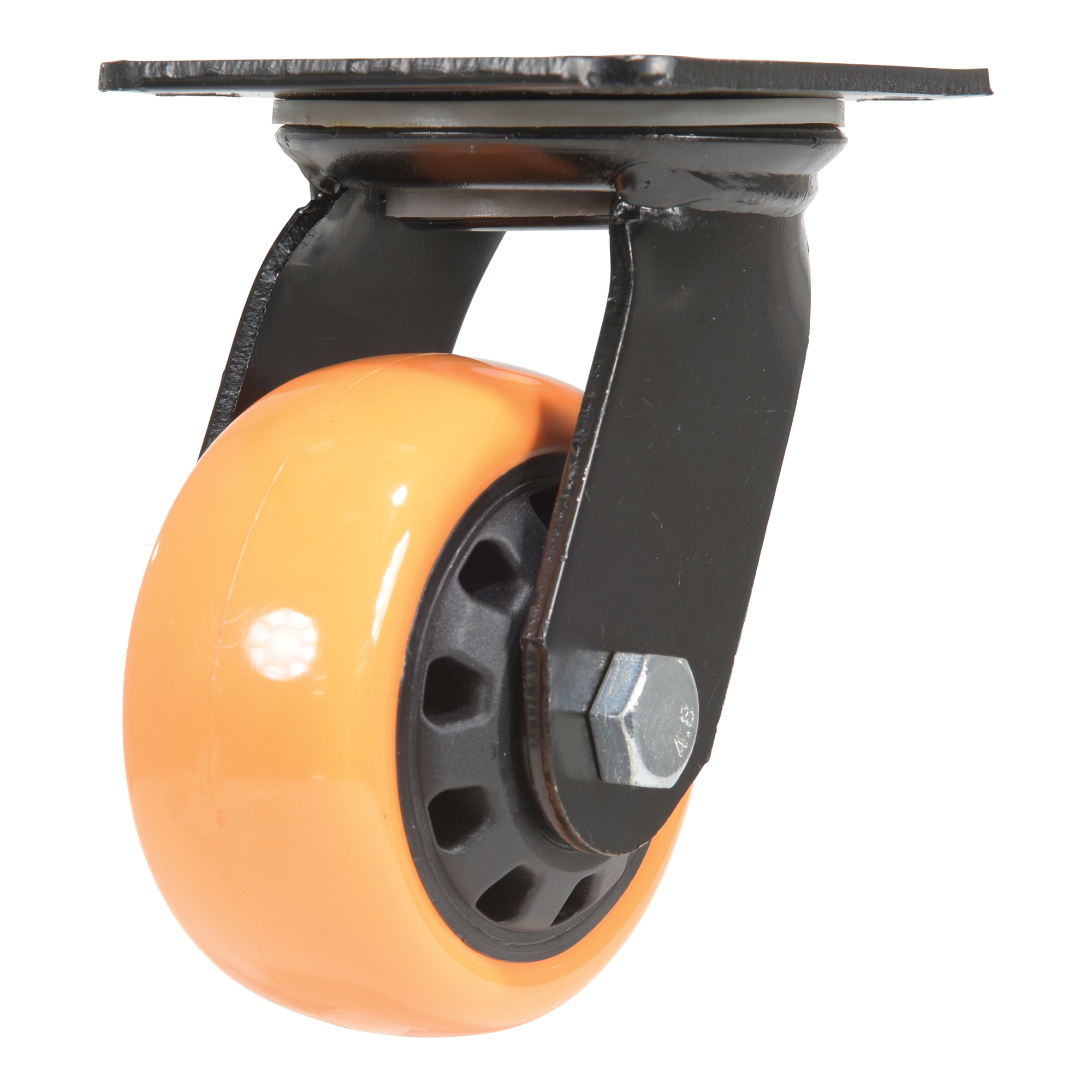 Vestil Swivel Caster - 4in. Polyurethane Wheel, Zinc Plated, Non-Marking, Model# CST-BN-4X2PUP-S